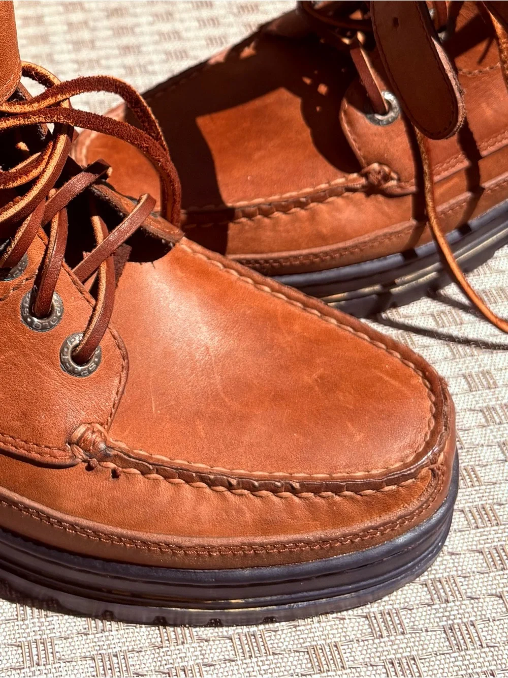 Polo Ralph Lauren Chestnut Brown Leather Moc Toe Lace-Up Boots 🥾